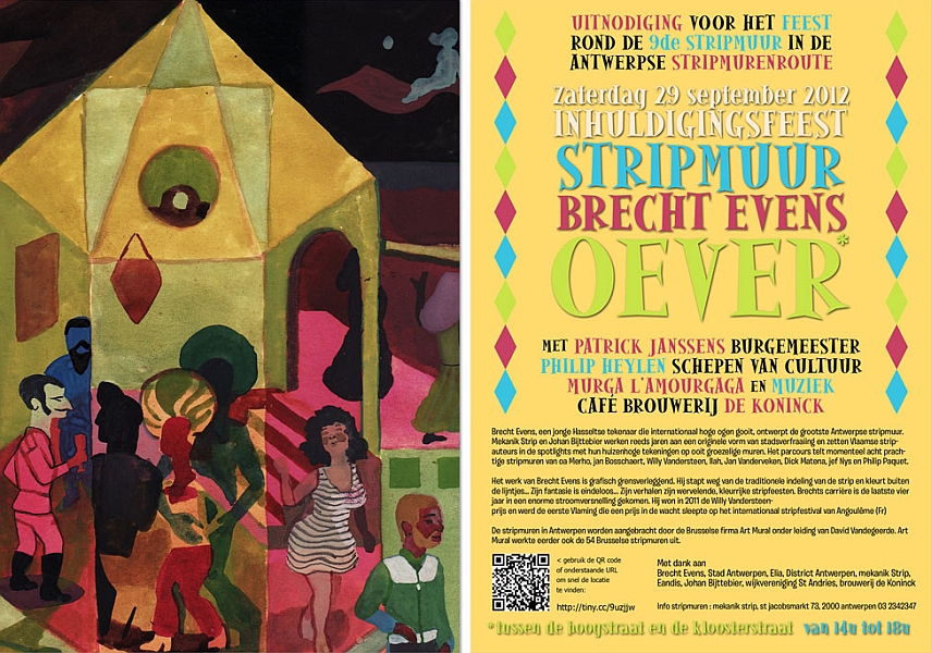 Carton d'invitation du mur de Brecht Evens à Anvers